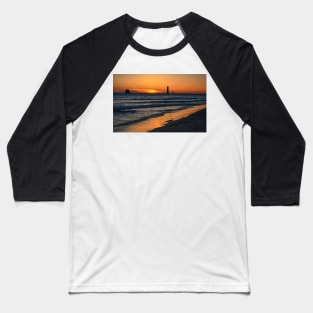 Grand Haven Lighthouse at Sunset on Lake Michigan Baseball T-Shirt